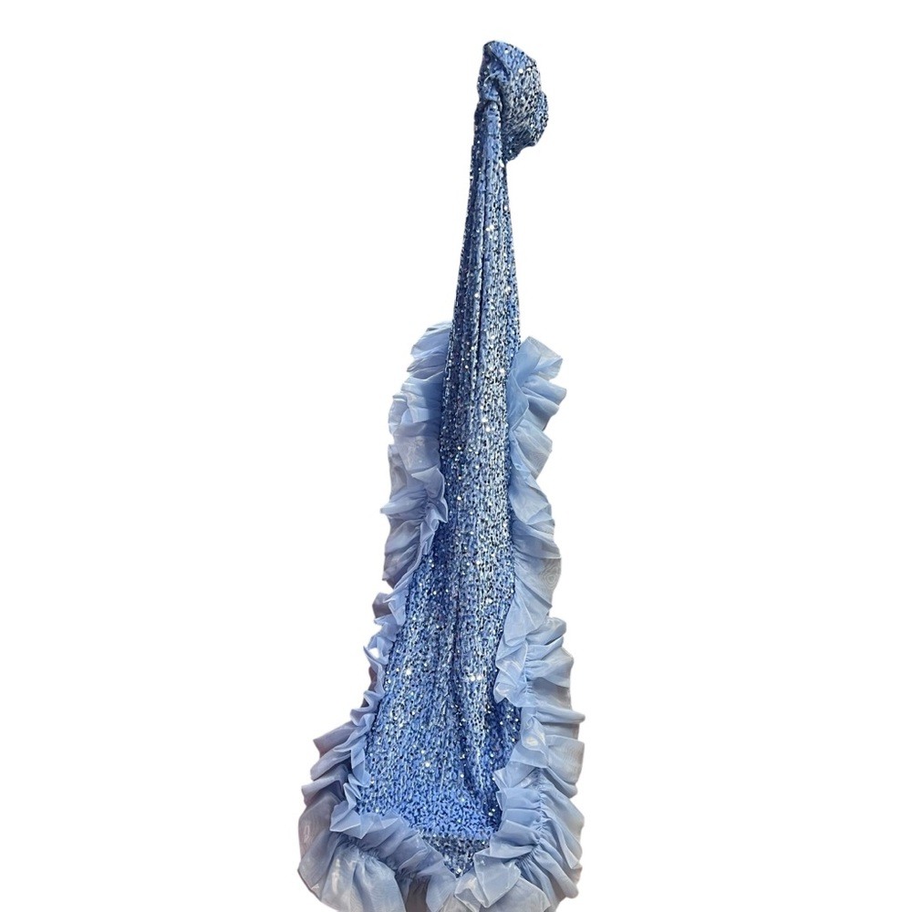 Faeriesty NWT Blue Strapless Velour Sequin Ruffle Prom Formal Dress Sz. XS - Picture 6 of 7